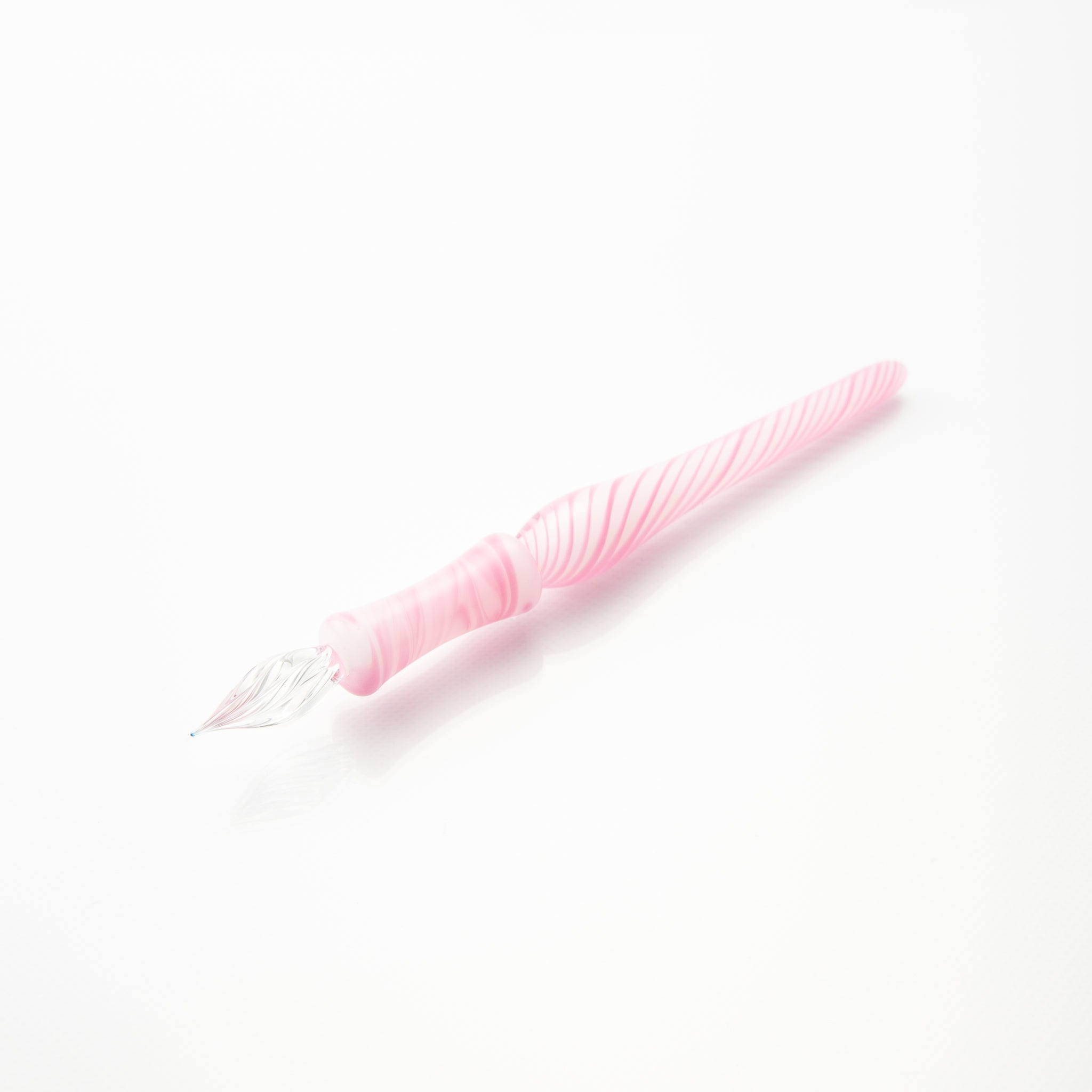花火硝子 Resplendent series ガラスペン ホワイト&ピンク ストライプ マーブル - きのうのこと。
